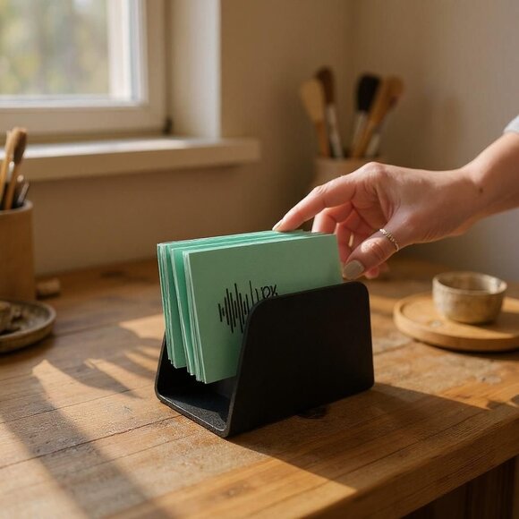 Modern Business Card Holder - 3D Printed - High Quality - Multi-Color - Picture 2 of 15